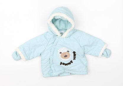 Additional front view of Colin & Colline girls’ blue jacket, size 0-3, months