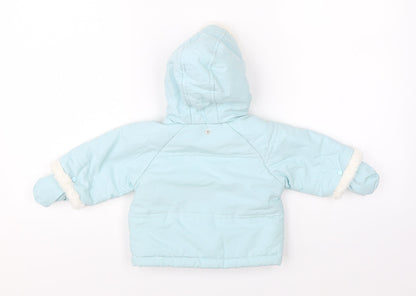 Back view of Colin & Colline girls’ blue jacket, size 0-3, months