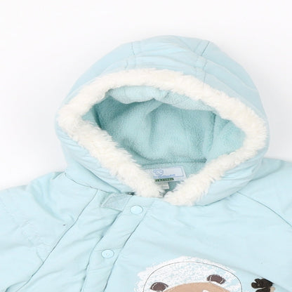 Close-up detail of Colin & Colline girls’ blue jacket, size 0-3, months