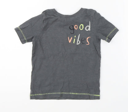 Additional front view of Tu Baby Grey Basic T-Shirt, size 12-18, Months