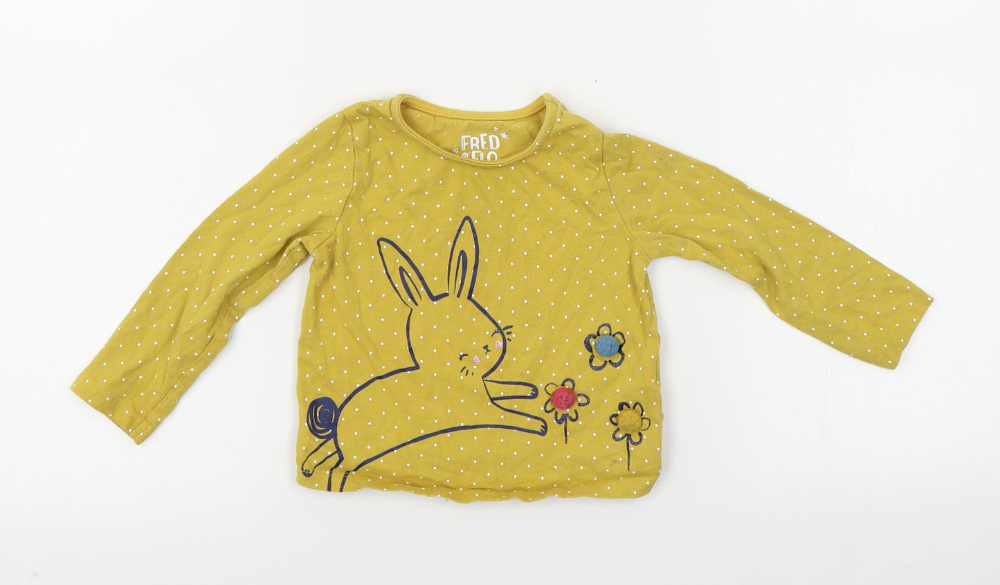 F&F Baby Yellow Polka Dot  Babydoll Pyjama Top Size 12-18 Months
