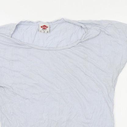 Close-up detail of Lee Cooper women’s blue basic t-shirt, size UK 16