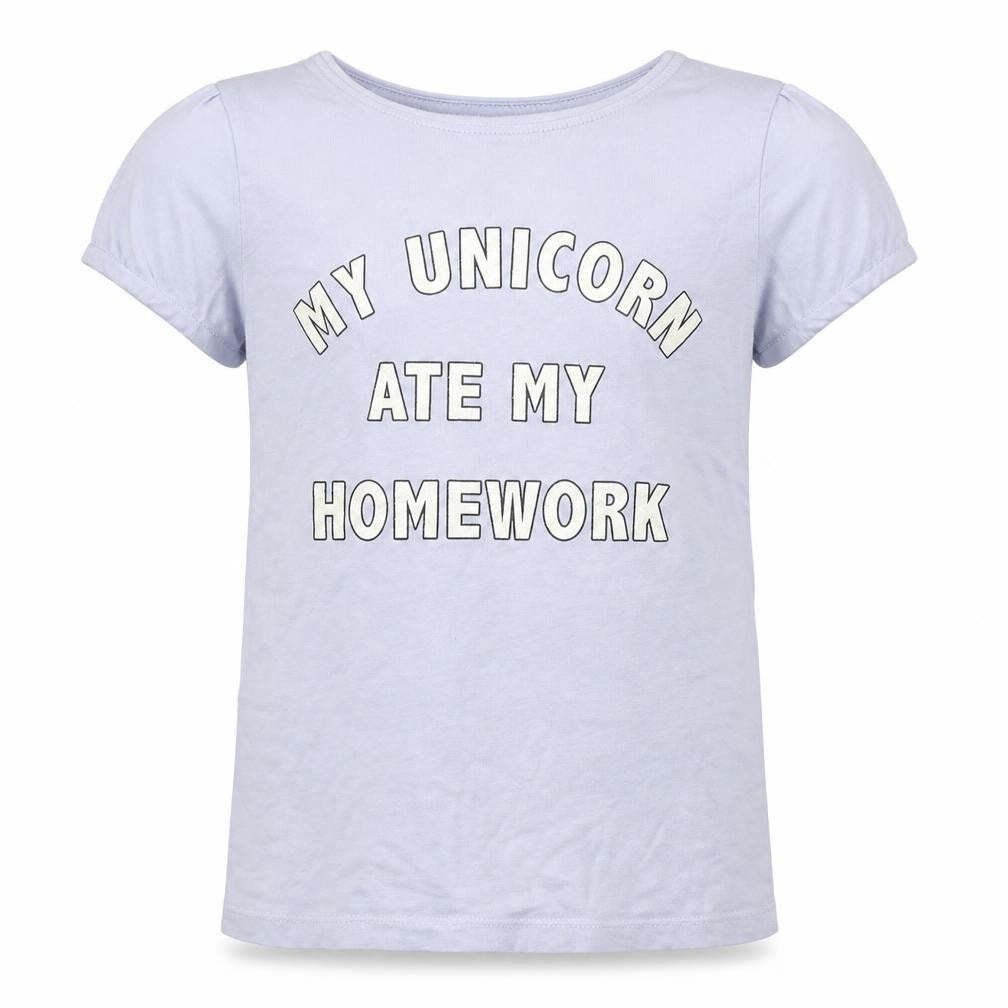 Primark Girls Grey   Basic T-Shirt Size 10-11 Years  - My unicorn ate my homework