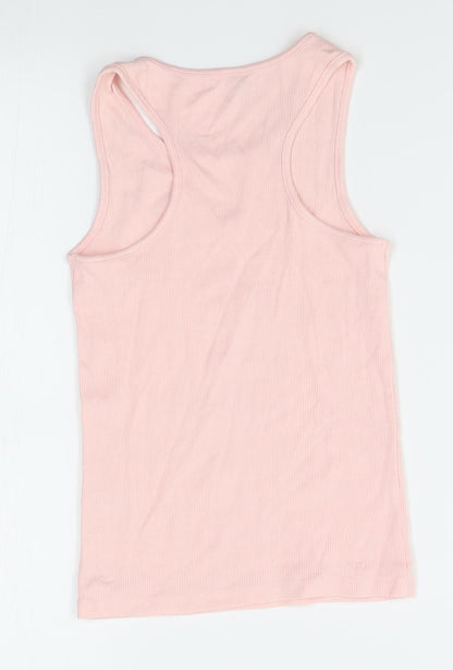 Back view of Tu girls’ pink basic tank, size 12, years