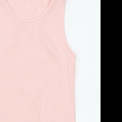 Close-up detail of Tu girls’ pink basic tank, size 12, years