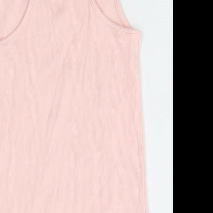 Brand and care label for Tu girls’ pink basic tank, size 12, years