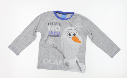 Preloved BHS Boys Grey   Basic T-Shirt Size 6-7 Years  - frozen, disney - Front