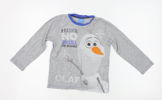 BHS Boys Grey   Basic T-Shirt Size 6-7 Years  - frozen, disney