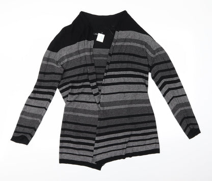 Bonmarché Womens Grey Striped Cardigan Jumper Size M