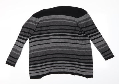 Bonmarché Womens Grey Striped Cardigan Jumper Size M