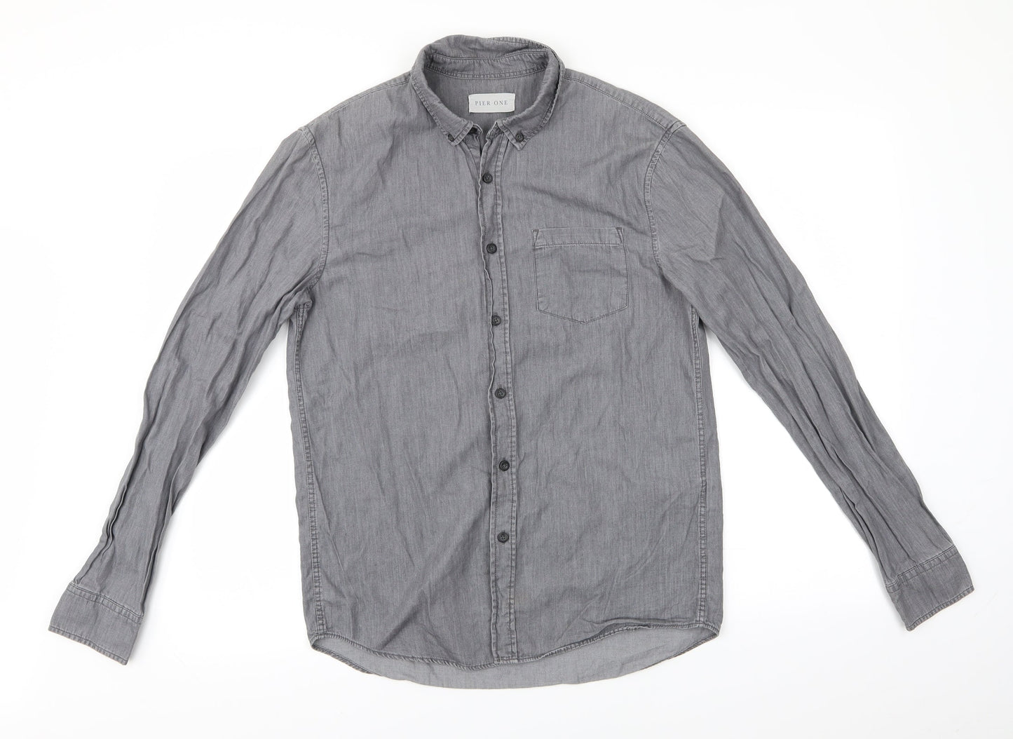 Pier One Mens Grey    Button-Up Size S