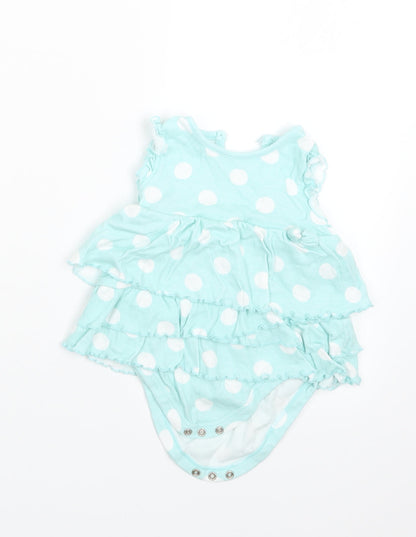 Additional front view of George girls’ green polka dot basic t-shirt, size 9-12, months