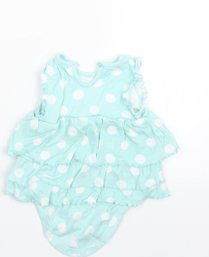 Back view of George girls’ green polka dot basic t-shirt, size 9-12, months