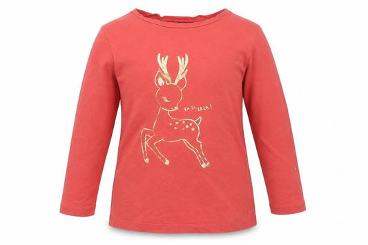 Front view of H&M girls’ orange basic t-shirt, size 2-3, years - christmas
