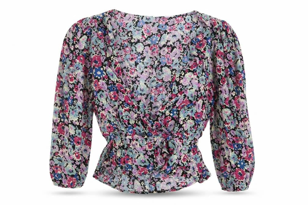 Pull&Bear Womens Pink Floral  Cropped T-Shirt Size S