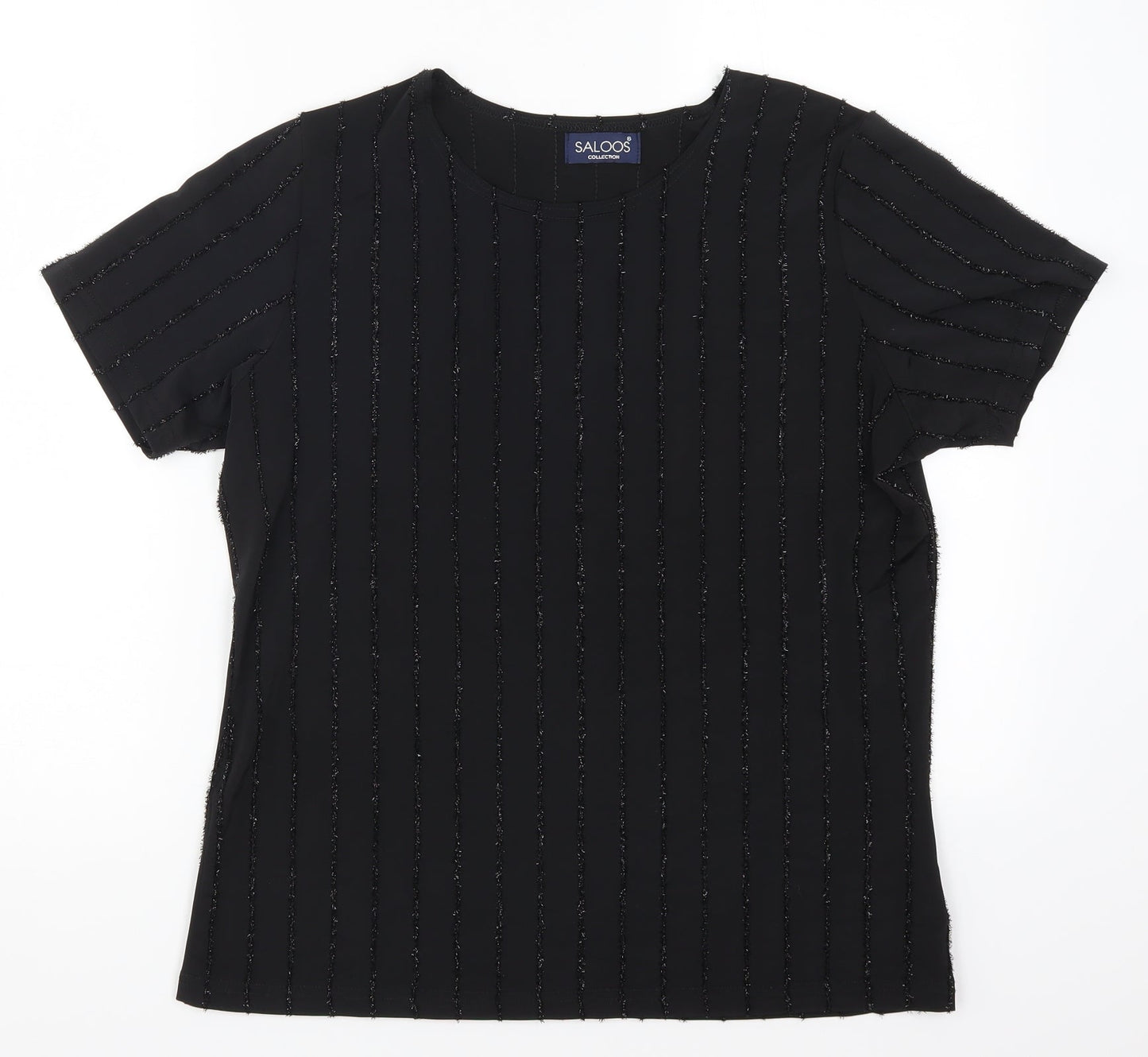 Saloos Womens Black Striped  Basic T-Shirt Size M