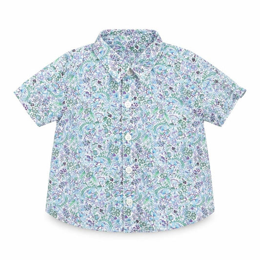 Front view of Next boys’ blue fair isle basic button-up, size 0-3, months