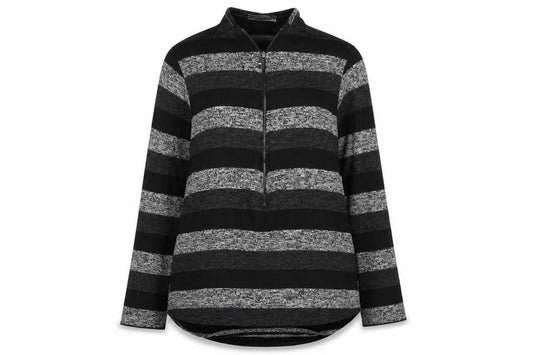 New Collection Womens Black Striped  Full Zip Sweatshirt Size S
