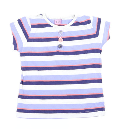 Additional front view of F&F girls’ blue striped basic t-shirt, size 3-4, years