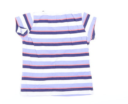 Back view of F&F girls’ blue striped basic t-shirt, size 3-4, years