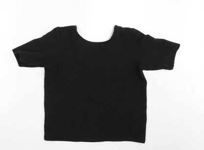 Back view of ASOS women’s black basic t-shirt, size UK 8