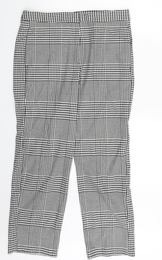 M&S Womens White Herringbone  Trousers  Size 14 L27 in
