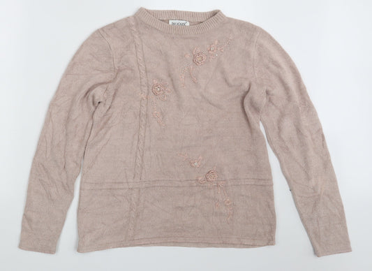 Fay Louise Womens Pink Floral  Pullover Jumper Size M