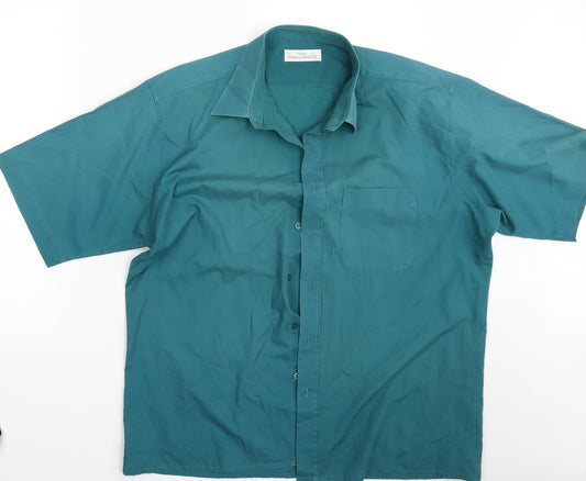 M&S Mens Green    Button-Up Size 17