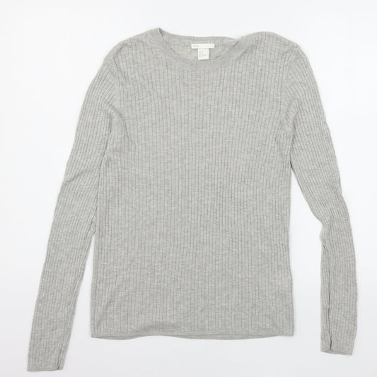 H&M Womens Grey  Knit Pullover Jumper Size M