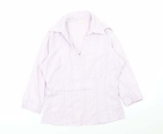 M&S Womens Purple Striped  Basic Blouse Size 10