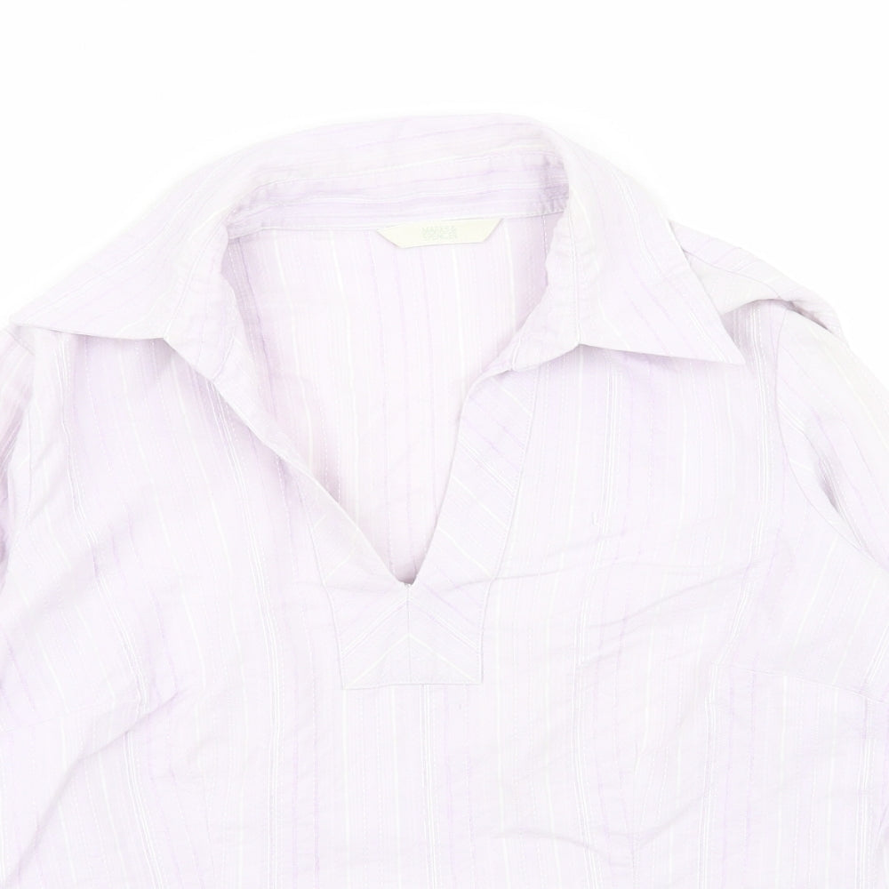 M&S Womens Purple Striped  Basic Blouse Size 10