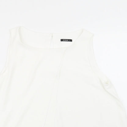 Close-up detail of Roman women’s white basic blouse, size UK 12