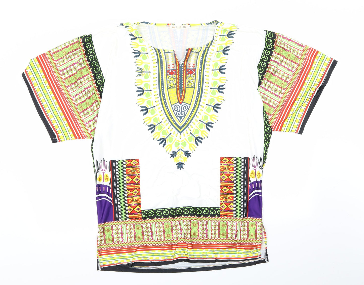 Preworn Womens Multicoloured Geometric  Basic T-Shirt Size M