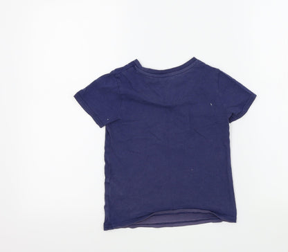 Back view of Marks & Spencer girls’ blue colourblock basic t-shirt, size 5-6, years