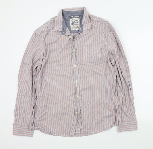 st george Mens Red Striped   Button-Up Size XL