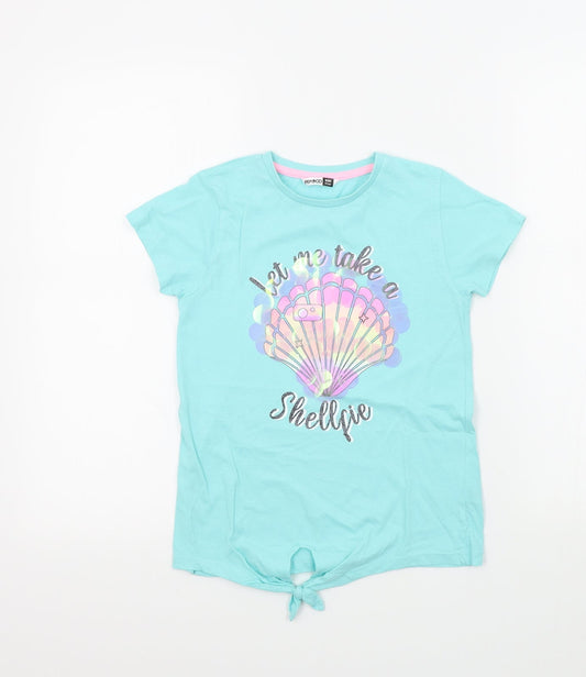 pep&co Girls Blue Colourblock  Basic T-Shirt Size 8 Years
