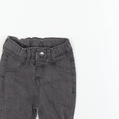 Close-up detail of Disney Baby boys’ grey cargo trousers, size 3-6, months