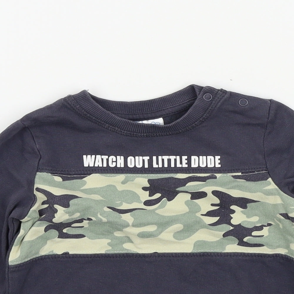 so cute Boys Grey Colourblock  Pullover Jumper Size 12-18 Months