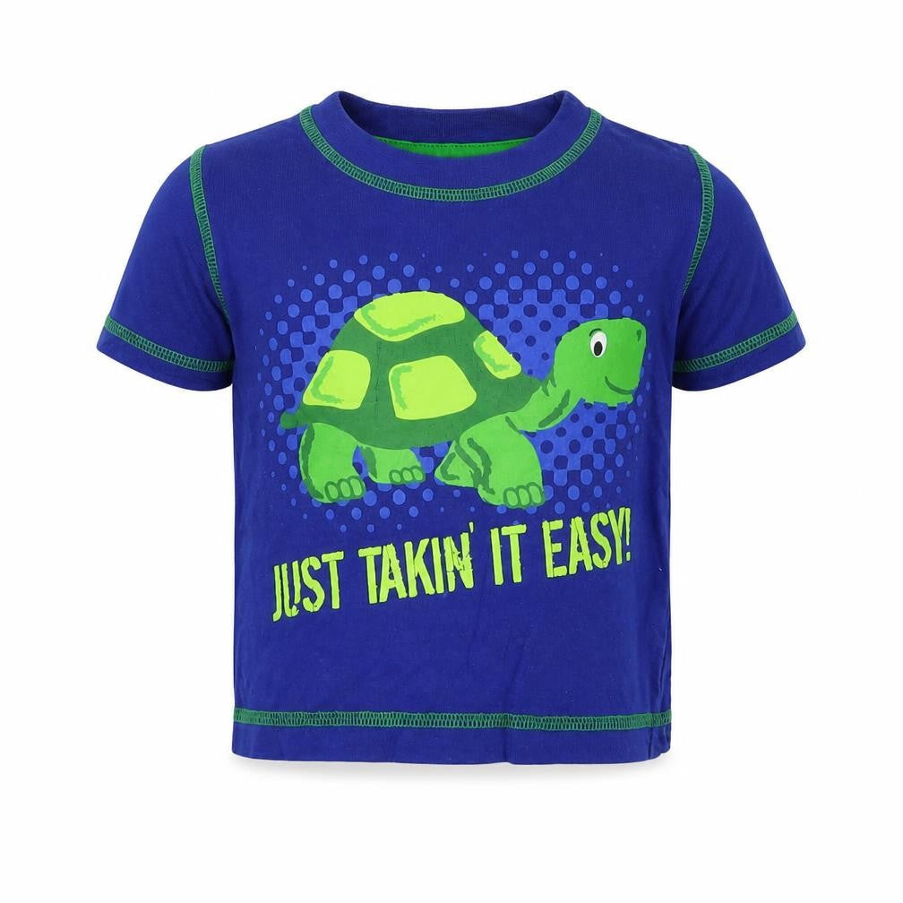 animal crazy Boys Blue Colourblock  Basic T-Shirt Size 18-24 Months