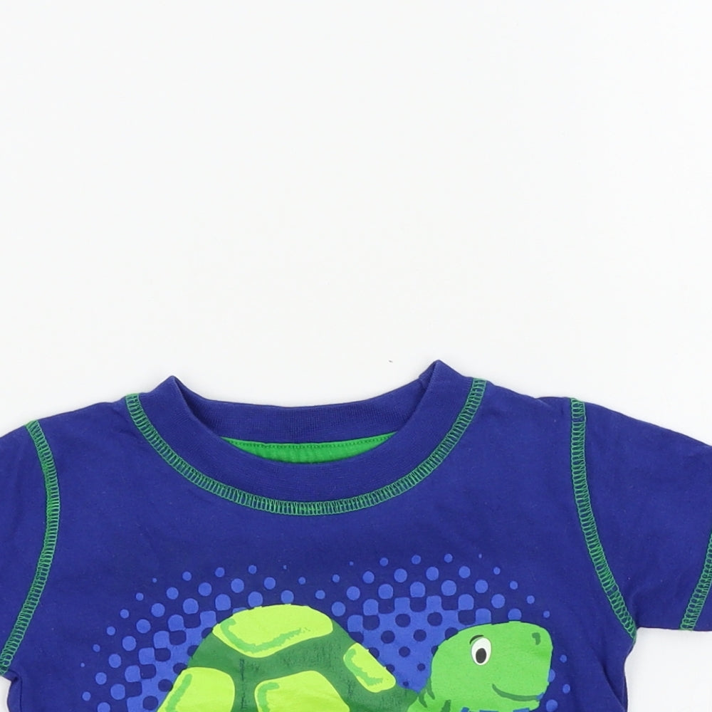 animal crazy Boys Blue Colourblock  Basic T-Shirt Size 18-24 Months
