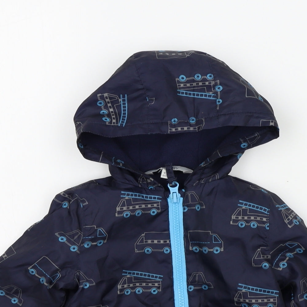 peackocks Boys Blue Geometric  Basic Jacket Coat
