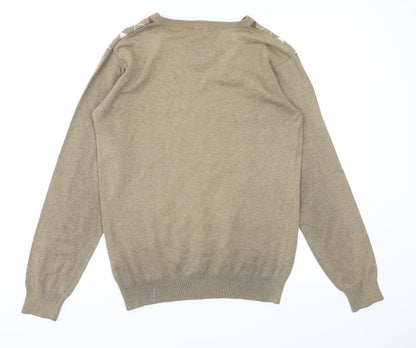 Back view of Easy men’s brown argyle/diamond pullover sweatshirt, size S