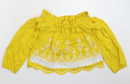 Additional front view of Miss Selfridge women’s yellow basic t-shirt, size UK 8