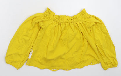 Back view of Miss Selfridge women’s yellow basic t-shirt, size UK 8
