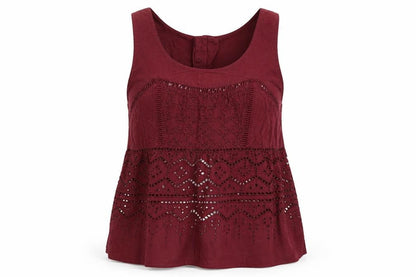 Front view of Miss Selfridge women’s brown basic tank, size UK 6