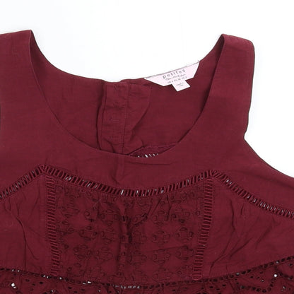 Close-up detail of Miss Selfridge women’s brown basic tank, size UK 6