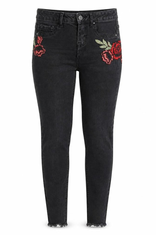 New Look Womens Black Floral Denim Jegging Jeans Size 6 L25 in