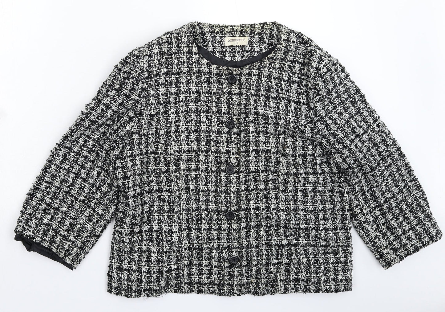 Bonmarché Womens Multicoloured Check Knit Jacket Blazer Size 16