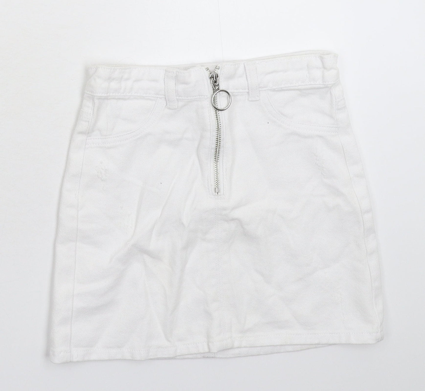 Candy Couture Girls White  Denim A-Line Skirt Size 9 Years