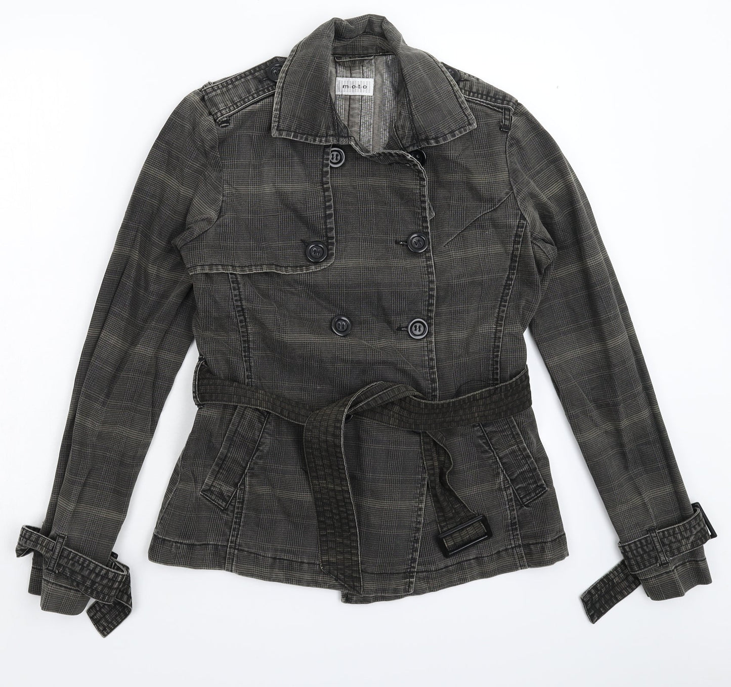 Topshop Womens Grey Check  Jacket Blazer Size 12
